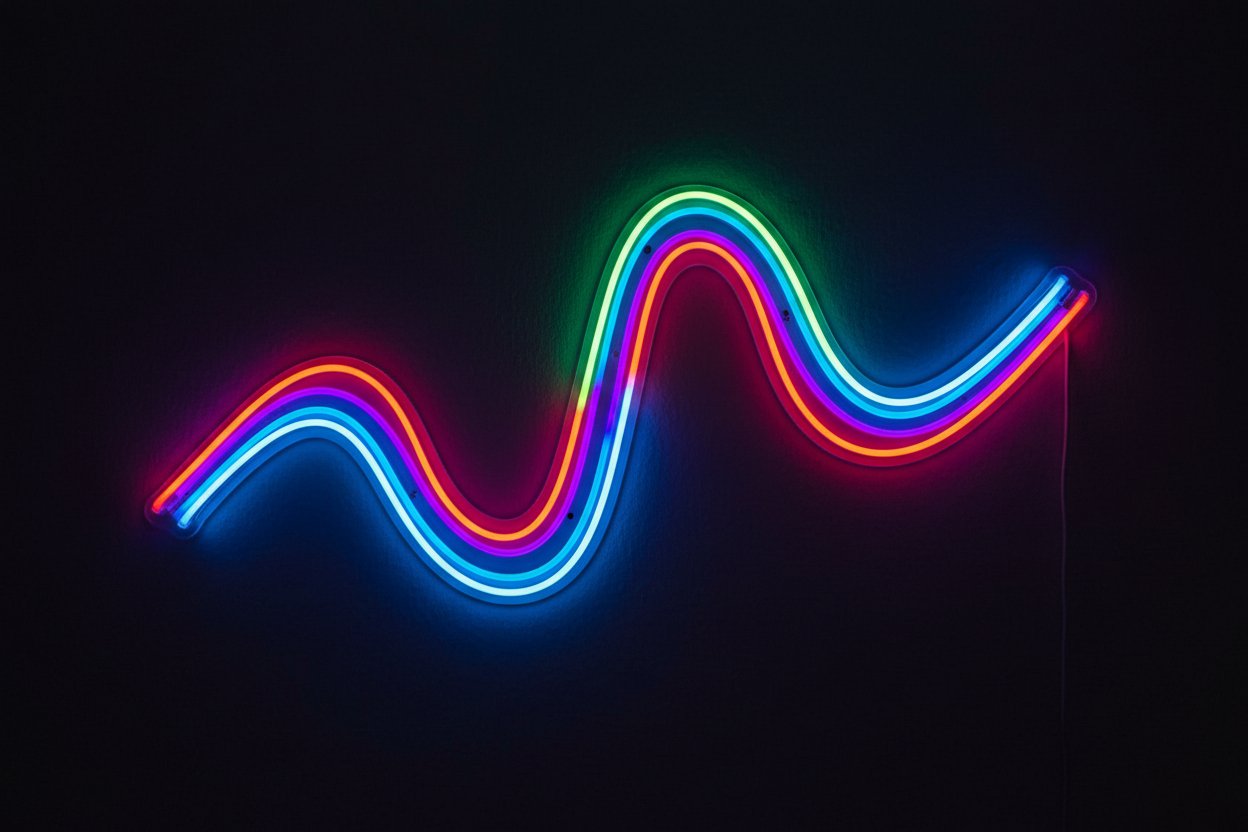Tira Neon LED encendida sobre fondo oscuro